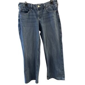 Holister Women's Jeans Low Rise Baggy Sz 10 R I Love LA Patch Wide Leg Grunge